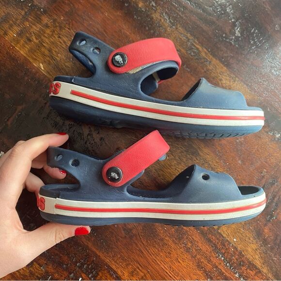 Croc Bayaband Sandal kids size toddler 12 crocband navy red velcro - Picture 7 of 7